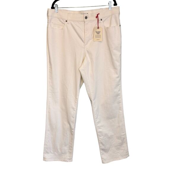 Lands End Jeans Womens 16 White Denim High Rise Straight Leg Ankle Stretch NEW - Picture 1 of 12